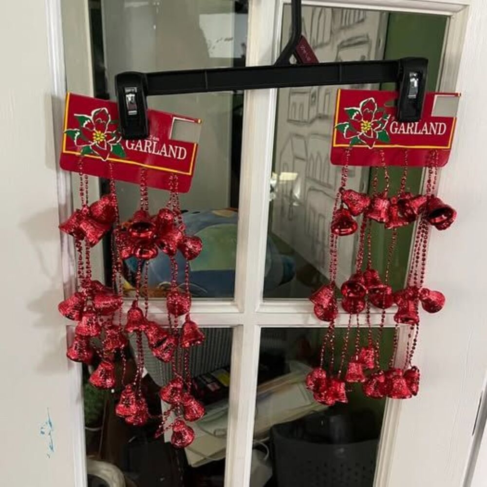 Vintage Red Beaded Bell Christmas Garland